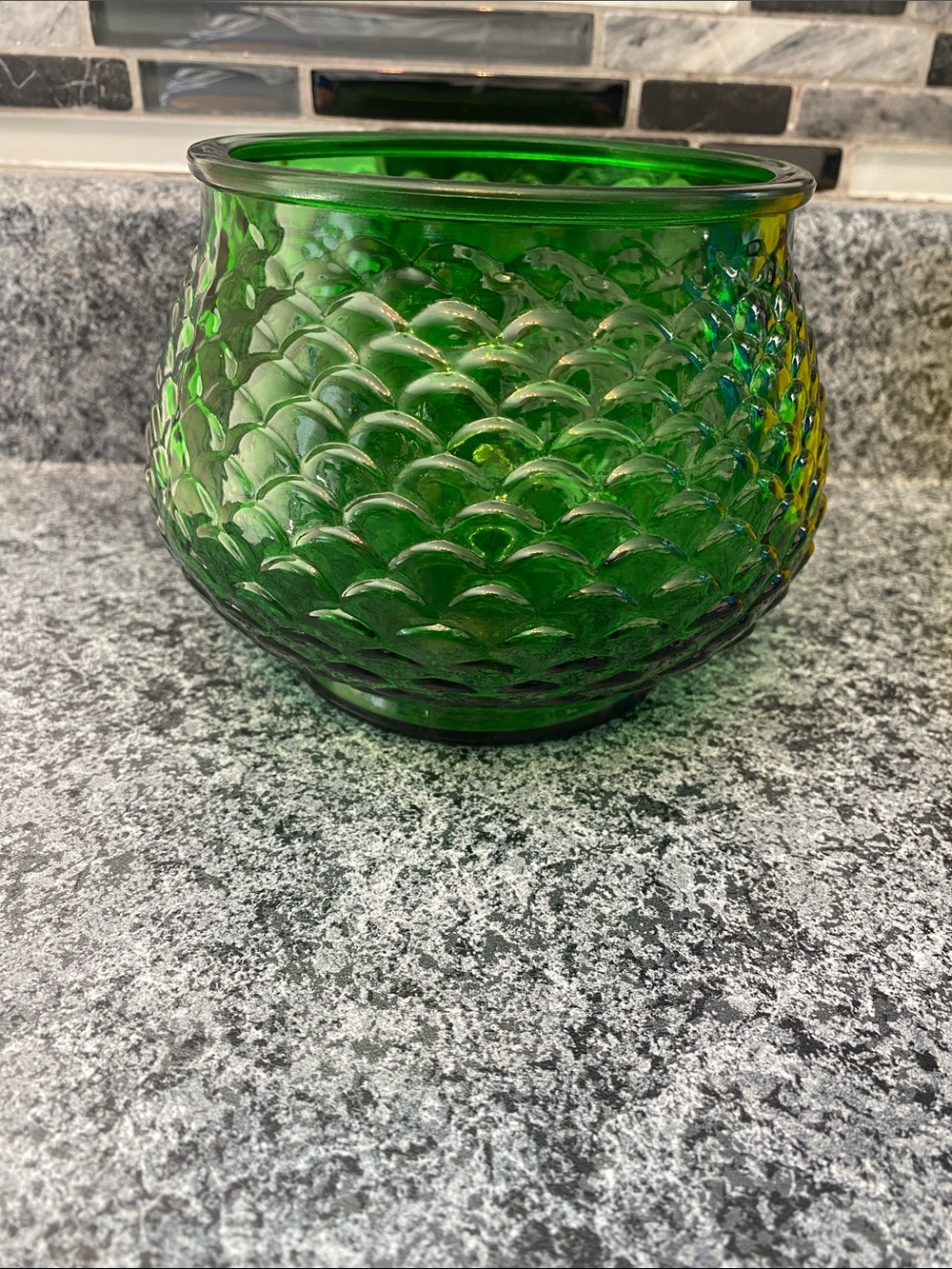 Vintage E.O Brody Emerald Green Fish Scale bowl